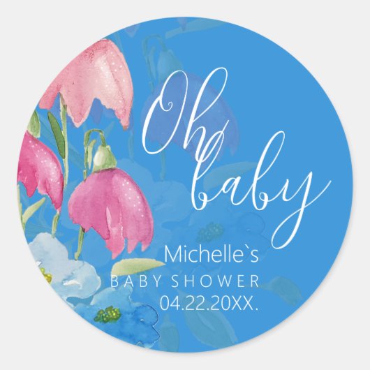 赤面と青春水彩の花 ラウンドシール (正面)