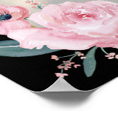 赤面と黒フローラ写真結婚のウェルカムサイン ポスター (角)