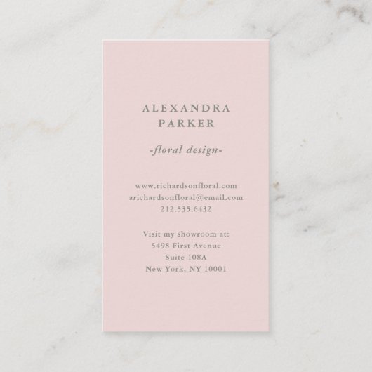 赤面のアイボリーの水彩画の花模様 名刺 (裏面)