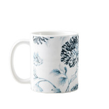 赤面のティール（緑がかった色）の青及び白いヴィンテージ花のToile No.2