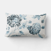 赤面のティール(緑がかった色)青い植物の花のToile No.2 ランバークッション (裏面)