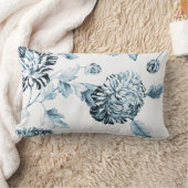 赤面のティール(緑がかった色)青い植物の花のToile No.2 ランバークッション (ブランケット)