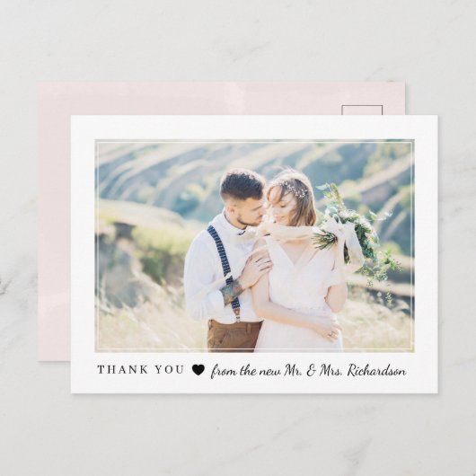 赤面のハート|の結婚の写真は感謝していしています インビテーションポストカード (正面/裏面)