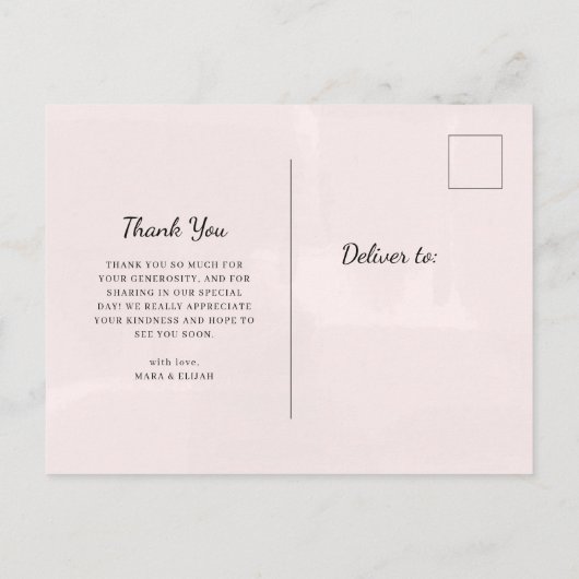 赤面のハート|の結婚の写真は感謝していしています インビテーションポストカード (裏面)