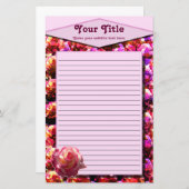 赤面のバラによって並べられる文房具 便箋 (正面/裏面)