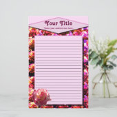 赤面のバラによって並べられる文房具 便箋 (スタンド正面)
