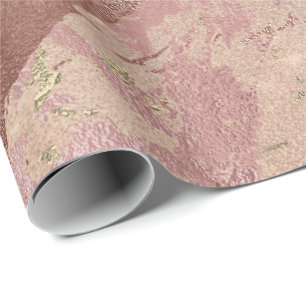 赤面のバラの抽象芸術の金ゴールドの金属大理石の打撃 ラッピングペーパー