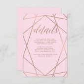 赤面のピンクおよびのどのばら色の金ゴールド|のゲストの詳細 エンクロージャーカード (正面/裏面)