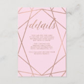 赤面のピンクおよびのどのばら色の金ゴールド|のゲストの詳細 エンクロージャーカード (正面)