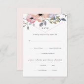 赤面のピンクおよびバラの幾何学的な花柄|の食事の選択 出欠カード (正面/裏面)