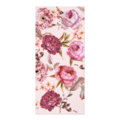 赤面のピンクおよび赤い水彩画の花柄のバラ ラックカード (裏面)