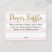 赤面のピンクおよび金ゴールドのおむつのラッフルカード エンクロージャーカード (正面)