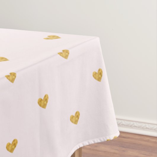 赤面のピンクおよび金ゴールドのハート テーブルクロス (インサイチュ)