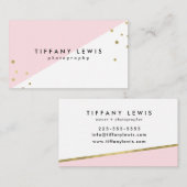 赤面のピンクおよび金ゴールドの名刺 名刺 (正面/裏面)