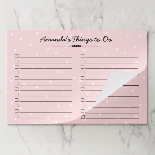 赤面のピンクと白のドット – Doリストのチェックボックス ペーパーパッド (折り畳み)