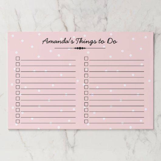 赤面のピンクと白のドット – Doリストのチェックボックス ペーパーパッド (正面)