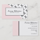 赤面のピンクのはさみの美容師の名刺 名刺 (正面/裏面)