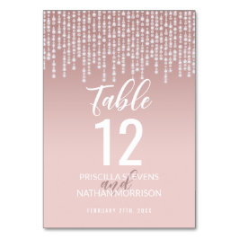 赤面のピンクのぶら下がったなダイヤモンドはテーブル数をつけます テーブルナンバー