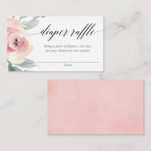 赤面のピンクのエレガントな花のおむつのラッフルカード エンクロージャーカード (正面/裏面)