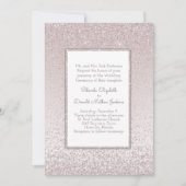 赤面のピンクのグリッターおよび輝やきの結婚式招待状 招待状 (正面)