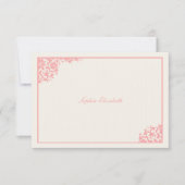 赤面のピンクのサンキューカード ノートカード (正面)