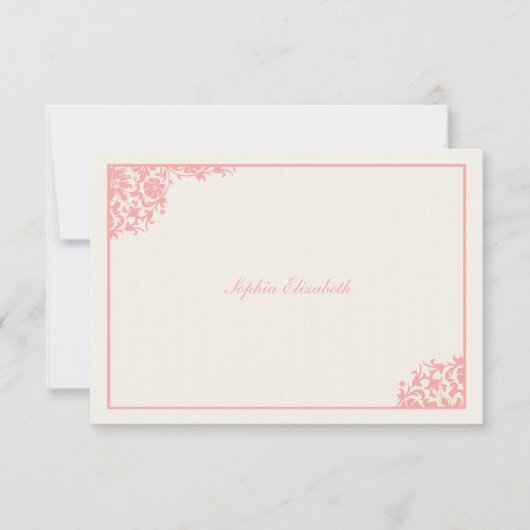 赤面のピンクのサンキューカード ノートカード (正面)