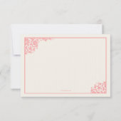 赤面のピンクのサンキューカード ノートカード (裏面)