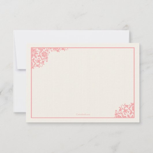 赤面のピンクのサンキューカード ノートカード (裏面)