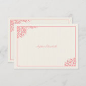 赤面のピンクのサンキューカード ノートカード (正面/裏面)