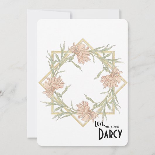 赤面のピンクのシャクヤクのサンキューカード サンキューカード (裏面)