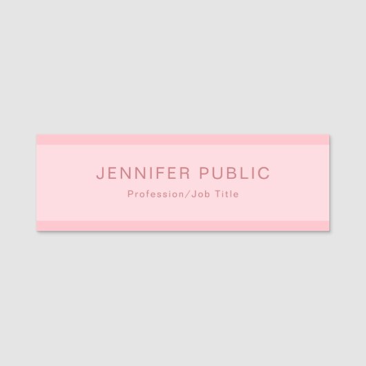 赤面のピンクのシンプルでモダンでエレガントで創造的なテンプレート 名札 (正面)