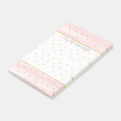 赤面のピンクのストライプの金ゴールドのハート ポストイット (アングル)