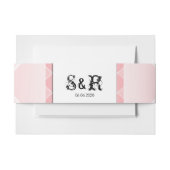 赤面のピンクのダイヤモンド結婚式の腹バンド 招待状ベリーバンド (正面例)