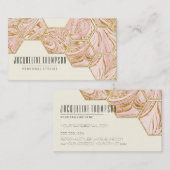 赤面のピンクのバラの金ゴールドのグリッターのモダンな六角形の大理石 名刺 (正面/裏面)