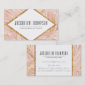 赤面のピンクのバラの金ゴールドのグリッターの大理石パターン魅力 名刺 (正面/裏面)