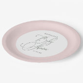 赤面のピンクのベビーシャワー ペーパープレート (アングル)