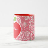 赤面のピンクのペイズリーのApple ツートーンマグカップ (中央)