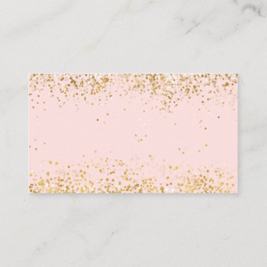 赤面のピンクのホワイトゴールドの紙吹雪の輝き 名刺 (裏面)