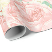 赤面のピンクのボヘミアのヴィンテージの花のパステルのバラ ラッピングペーパー (ロールコーナー)