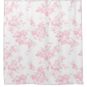 赤面のピンクのヴィンテージのバラのエレガントな花柄 シャワーカーテン (正面)