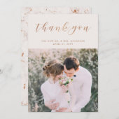 赤面のピンクの大理石|の結婚の写真は感謝していしています サンキューカード (正面/裏面)