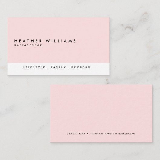 赤面のピンクの最小主義の写真撮影の名刺 名刺 (正面/裏面)
