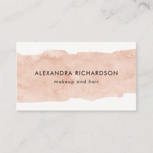 赤面のピンクの水彩画のしぶき 名刺 (正面)
