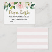 赤面のピンクの水彩画のベビーシャワーのおむつのラッフル エンクロージャーカード (正面/裏面)