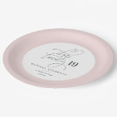 赤面のピンクの水彩画の卒業のクラス ペーパープレート (アングル)