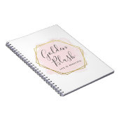 赤面のピンクの水彩画及びモダンな金ゴールドの幾何学的な上品 ノートブック (右側)