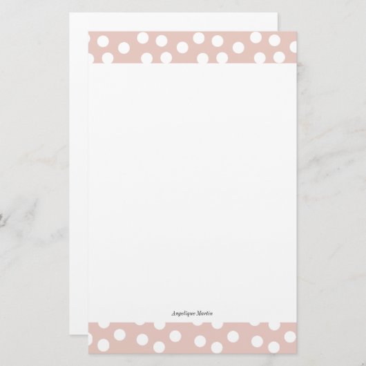 赤面のピンクの水玉模様の文房具の紙 便箋 (正面/裏面)