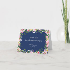 赤面のピンクの濃紺の結婚式はNotecards感謝していしています サンキューカード
