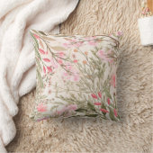 赤面のピンクの珊瑚の深緑色の水彩画の花柄 クッション (ブランケット)