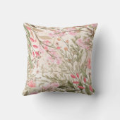 赤面のピンクの珊瑚の深緑色の水彩画の花柄 クッション (裏面)